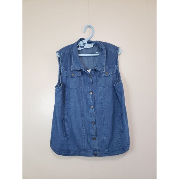 Skyline Collection Women L Denim Embroidered Vest Cotton I Am Beautiful Strong - Picture 2 of 7